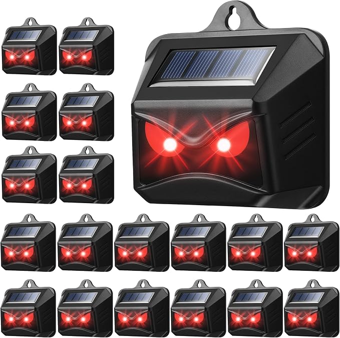Solar Control Light Nocturnal Animal Repeller Outdoor Deterrent Devices Light Sensor Animal Repellent for Skunk Deer Coyote Fox Raccoon Cat Garden Yard Farm Chicken Coop (18, Black)