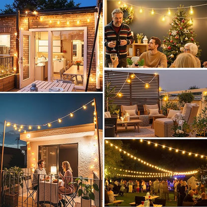 Mlambert 50FT(25FTx2) Solar Powered String Lights Outdoor, Waterproof Patio Light String with 20+2 Shatterproof LED G40 Bulbs for Backyard Garden-White