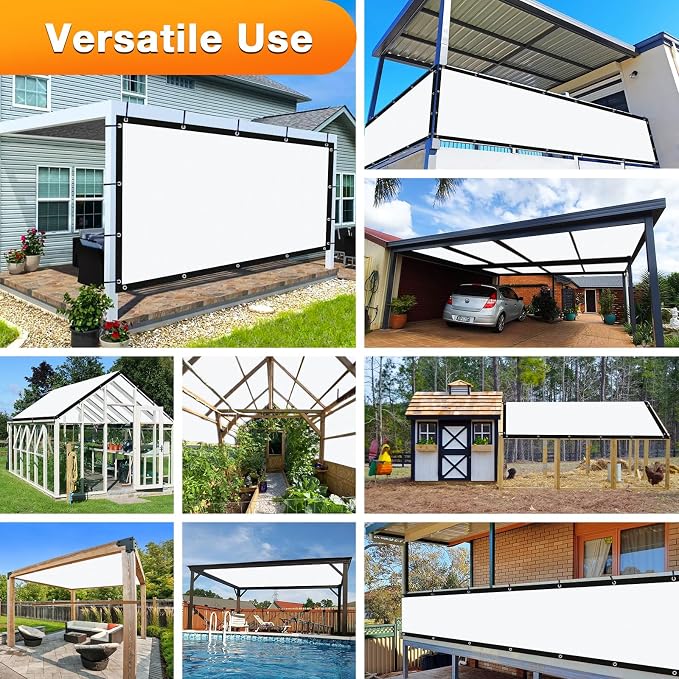 Artpuch Outdoor Pergola Shade Cover 7' X 11' Sun Shade Cloth with Grommets, 90% UV Protection Canopy Patio Privacy Screen (Customized Available) GN107, White