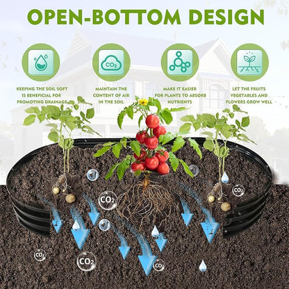 YSEJOMP 12" Tall Oval-Shaped/Elliptic Metal Raised Garden Bed Outdoor Black | 60X32X12 Inch,1 FT Tall,0.8MM Thick Galvanized Metal Painted,for Variety of Flowers,Herbs,Vegetables.with Gloves,Tool free