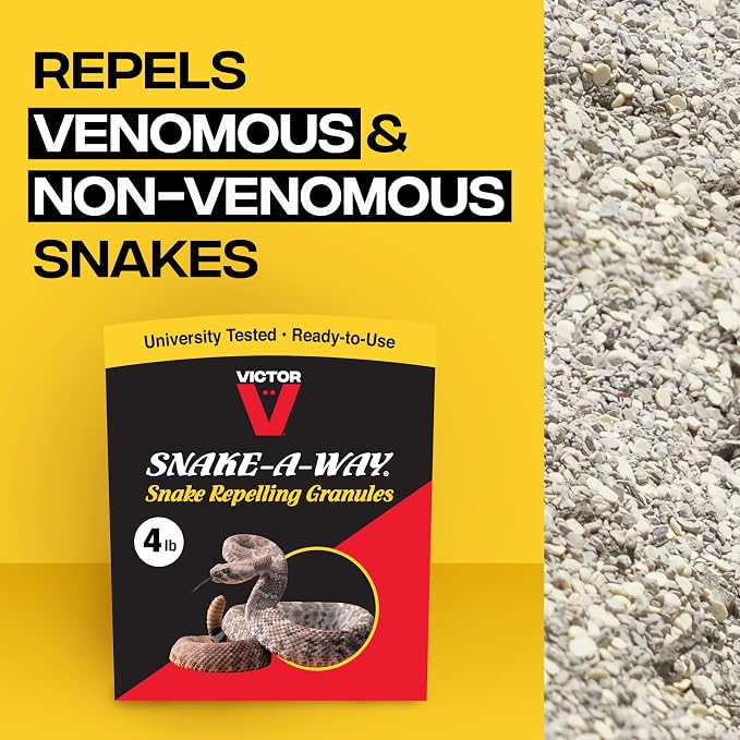 Victor Snake-A-Way Outdoor Snake Repellent Granules for Yard, 4 lb Bag | EPA-Registered Pest Control, Repels Venomous and Non-Venomous Snakes up to 0.5 Acres, Last 2-3 Months After Application
