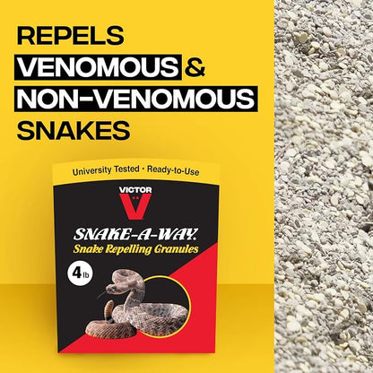 Victor Snake-A-Way Outdoor Snake Repellent Granules for Yard, 4 lb Bag | EPA-Registered Pest Control, Repels Venomous and Non-Venomous Snakes up to 0.5 Acres, Last 2-3 Months After Application