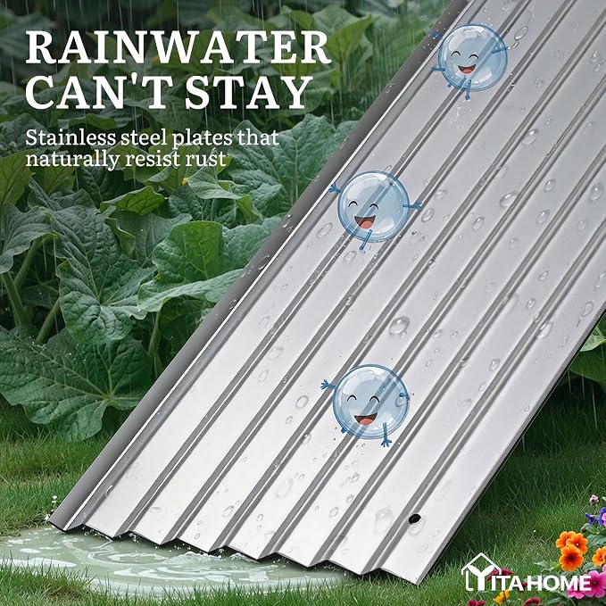YITAHOME 2pcs 8x2x2ft Galvanized Oval Raised Garden Bed, Metal Planter Box with Safety Rubber, Gloves, Outdoor Flower Bed for Planting Plants Vegetables, Silver