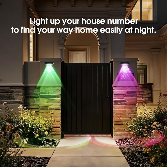 Solar Fence Lights Outdoor, Warm White & RGB Combo 8 Modes Color Changing Fence Lights Solar Powered for Outside, LED IP65 Waterproof Solar Patio Light for Step, Pathway, Garden, Deck, Stairs - 8 Pack