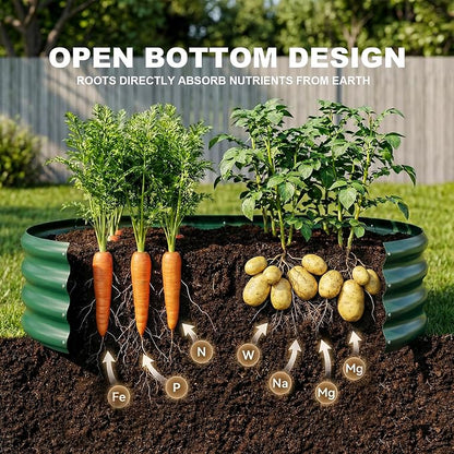 Land Guard 2 Pcs 6ft Metal Raised Garden Bed, 6 x 3 x 1 Galvanized Planter Raised Beds for Vegetables, Green