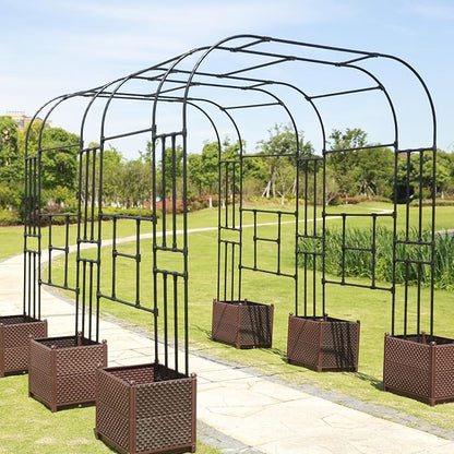 BUKLIYN Garden Arch Trellis - Length: 98.5in, Height: 94.5in Garden Trellis for Climbing Plants Outdoor - Garden Arch for Lawn, Party, Ceremony Wedding Decoration (Black)