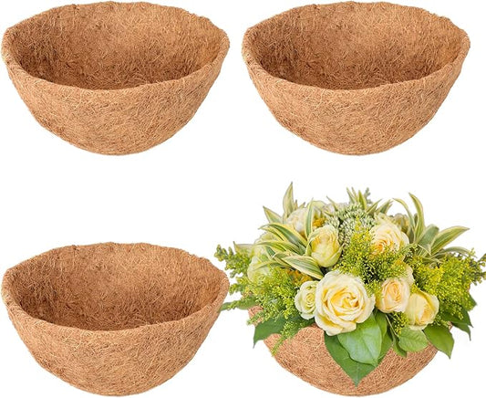 Legigo 4 Pack 18 Inch Hanging Basket Coco Liners Replacement, 100% Natural Round Coconut Coco Fiber Planter Basket Liners for Hanging Basket Flowers/Vegetables