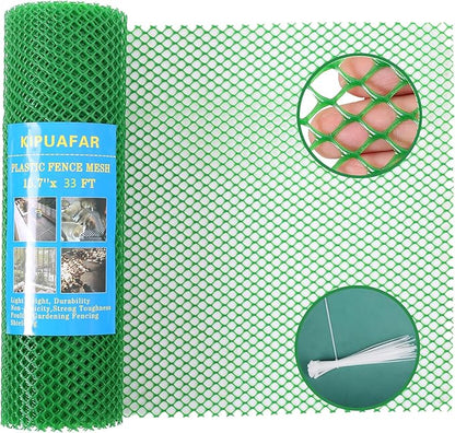 Pet Proof Barrier Net, Green Plastic Chicken Wire Mesh Fencing 15.7IN x 33FT, Balcony Cat Safety Net & Garden Snake Barrier, Heavy Duty Protection for Chicken Coops, Rabbit Hutches, Dog Kennels