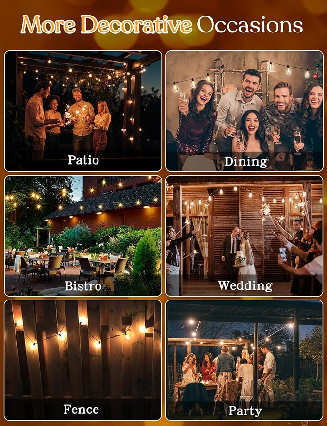 YOYONACY 150 FT Outdoor String Lights for Outside – LED Patio Lights Waterproof with Dimmer Remote – Hanging Lights Shatterproof ST38 Vintage Edison Bulbs Porch Backyard Cafe Bistro