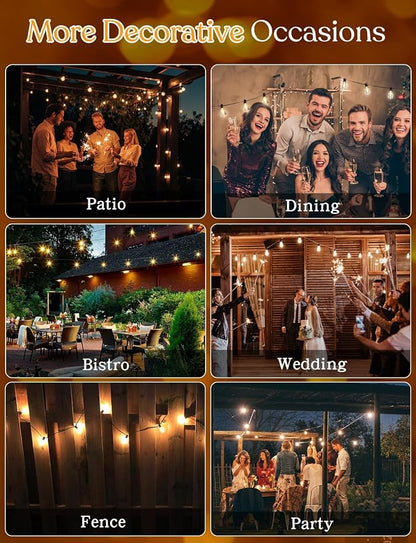 YOYONACY 150 FT Outdoor String Lights for Outside – LED Patio Lights Waterproof with Dimmer Remote – Hanging Lights Shatterproof ST38 Vintage Edison Bulbs Porch Backyard Cafe Bistro