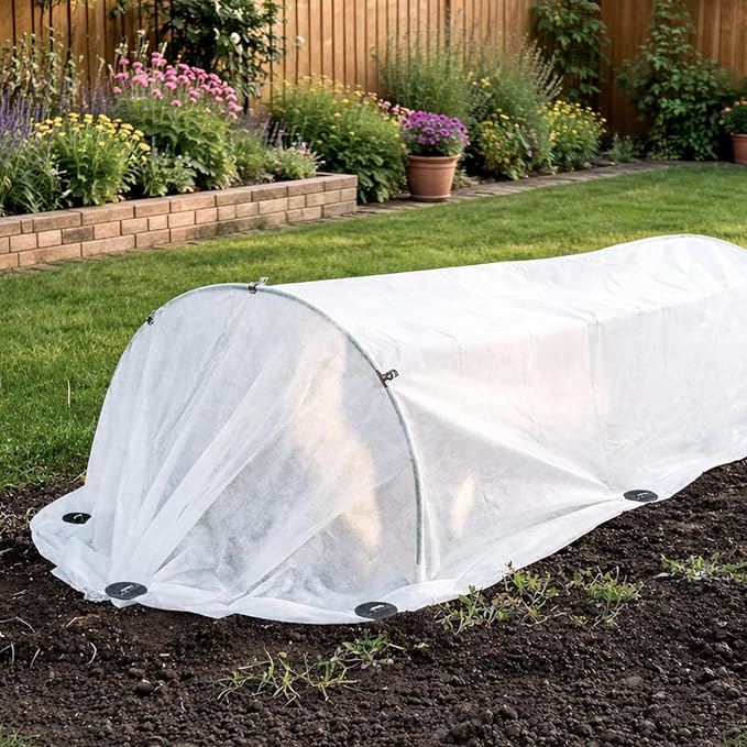 Garden Hoops Kit for Raised Beds, Plant Cover Support Hoops | Row Cover Hoops for Garden Netting, Frost Cloth, DIY Greenhouse Hoops with 40pcs Rods, Connectors, Ground Stakes and Clips