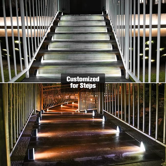 VOLISUN Solar Stair Lights 16 Pack, Solar Step Lights Waterproof IP67, Outdoor Step Light with 13 LEDs, Outdoor Lighting Decor for Yard Stair, Patio, Front Step, Front Porch and Deck(Cool White)