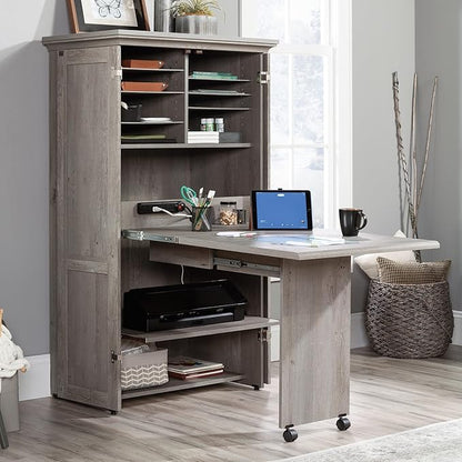 Sauder Miscellaneous Storage Craft & Sewing Armoire, L: 35.112" x W: 21.81" x H: 61.58", Mystic Oak