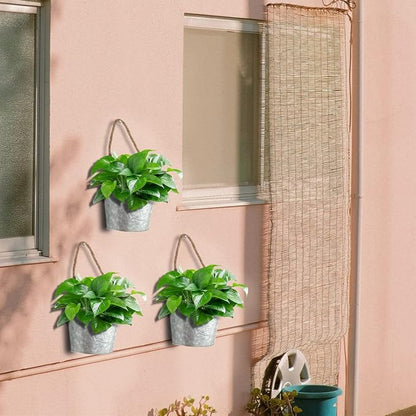 XONOR 4Pcs Galvanized Metal Hanging Wall Planter, Rustic Wall Flower Vase for Succulents Herbs Country Home Farmhouse Decoration (1)