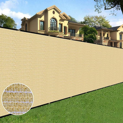 Sunnyglade 5 feet x 50 feet Privacy Screen Fence Heavy Duty Fencing Mesh Shade Net Cover for Wall Garden Yard Backyard (Sand, 5 ft X 50 ft)