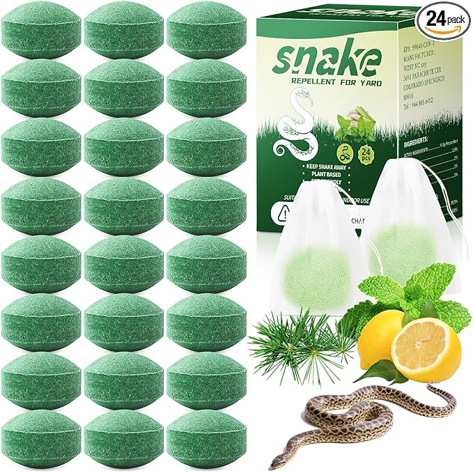 24 Pack Natural Snake Repellent, Snake Repellent for Outdoor Yard Garden House | Long-Lasting Protection | Safe for Dogs and Children, Dark Green