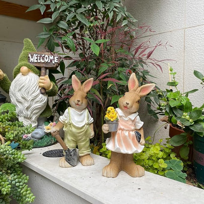 Rabbit Garden Statues Yard Decorations Outdoor Bunny Statue Garden Decor | Bunny Decor for Home Garden Yard Statues Rabbit Figurines Birthday Housewarming Gifts for Mom Grandma