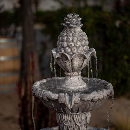 XBrand Large Outdoor Electric Bird Bath Fountain 58.3", 3-Tier Garden Water Fountain with Pump, Classic Leaf Design, Gray Resin Floor Fountain for Yard, Lawn, Patio & Porch
