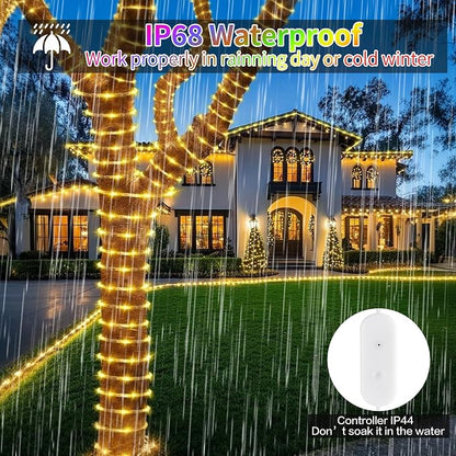 132FT 400 LED Rope Lights Outdoor, Waterproof 16 Million Colors Changing Fairy String Lights Plug in with Remote & APP Control, Smart Music Sync Twinkle Lighting for Outside Indoor Christmas
