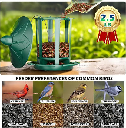 Birdream Bird Feeders for Outdoor Hanging, Assembly Required, 1-Min Easy Setup, Charming Castle Design, Attracting Cardinals Chickadees Goldfinches & Sparrows - Green
