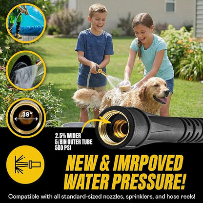 Bionic Steel PRO 50 Ft Metal Garden Hose with Brass Nozzle | Water Hose Made from Heavy Duty 304 Stainless Steel, Flexible, Lightweight, Brass Fittings, Non Kinking, 500 PSI