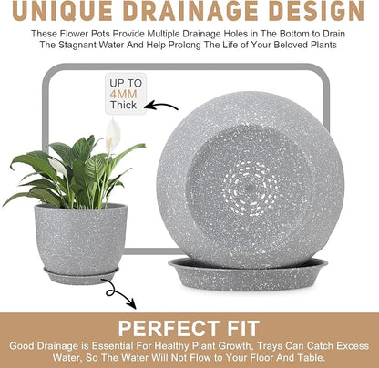 YNNICO Plant Pots 12/10/9 inch Set of 3, Flower Pots with Multi Mesh Drainage Holes, Large Planters for Indoor Outdoor Garden Plants and Flowers. (Gray)