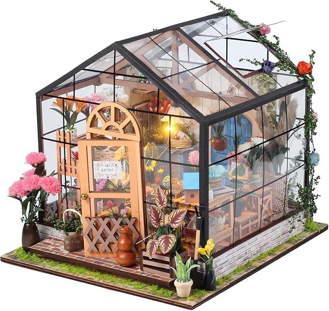 INSGEN DIY Handmade Miniature Furniture, Wooden Diorama Book Nook House Kits Build Crafts for Adults, Miniature Street Tiny Library House Making Kit 1:24 Scale | Craft Building Kit for Adults: Miniature Dollhouse with Lights, Bookshelf Decor, Tiny Stre...