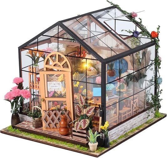 INSGEN DIY Handmade Miniature Furniture, Wooden Diorama Book Nook House Kits Build Crafts for Adults, Miniature Street Tiny Library House Making Kit 1:24 Scale | Craft Building Kit for Adults: Miniature Dollhouse with Lights, Bookshelf Decor, Tiny Stre...