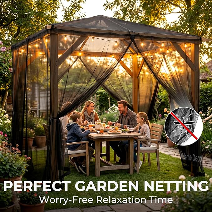 Mosquito Netting Garden 20x10Ft, Garden Mesh Netting, Fly Insect Bird Net Barrier for Plant Protection Net for Patio Outdoor Use (Black, 20x10FT)