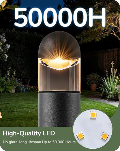EDISHINE Low Voltage Landscape Lighting, 12V 3W 3000K Warm White, Electric Outdoor Bollard Lights with Connectors, Waterproof LED Pathway Driveway Walkway Lights Wired for Yard Garden