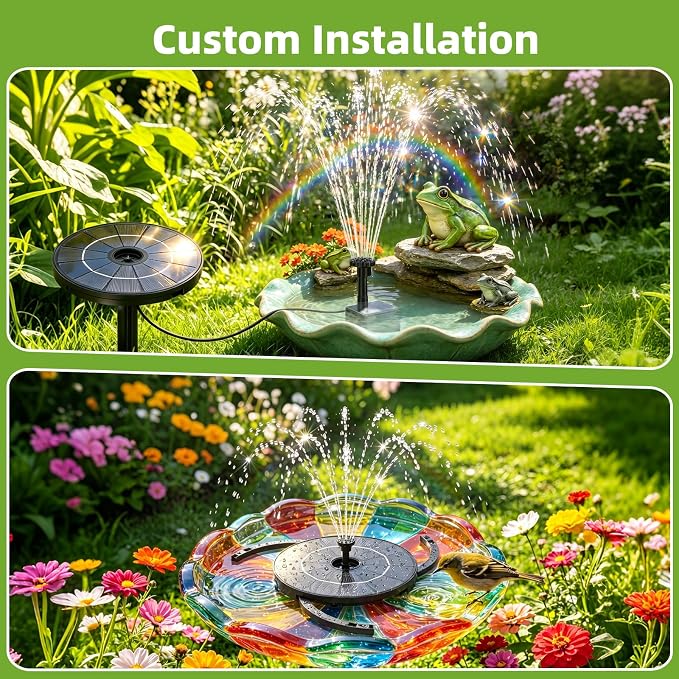 AISITIN Solar Bird Bath Fountain with 6 Nozzles & DIY Separated Design & 3 Anti-Drift Bracket, 2026 Upgrade Free Standing Solar Fountain for Bird Bath, Fish Tank, Garden, Pond, Yard and Outdoor Decor