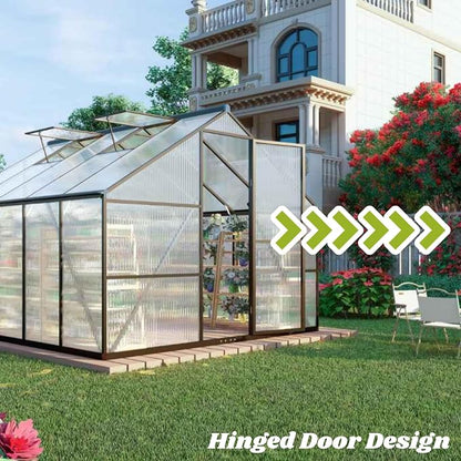 8x10 FT Greenhouses for Outdoors, Polycarbonate Greenhouse with PC Panels, Greenhouses for Outdoors for Yard, Garden, Hobby, Charcoal Black