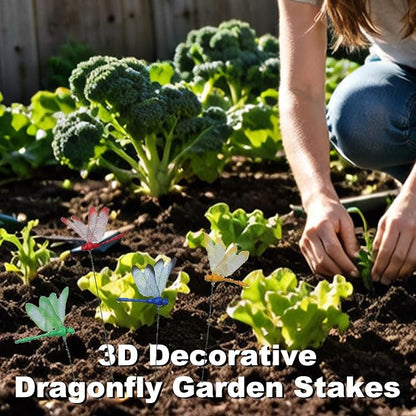 3D Decorative Dragonfly Garden Stakes Dragonflies Garden Decorations for Yard Patio Lawn Plant Flower Pot Decor, 25 Pcs