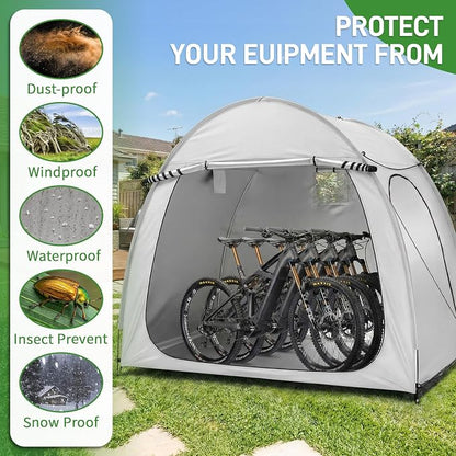Outvita Portable Bike Tent Cover for 4-5 Bikes, Garden Tools | Outdoor Bicycle Storage Sheds 210D Oxford Fabric PU 4000 for Motorcycle, Lawn Mower, Camping, Travel