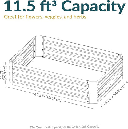 Sunnydaze Galvanized Raised Garden Bed Kit - 4x3x1 ft Outdoor Raised Garden Bed - Metal Planter Box for Vegetables, Flowers, Herbs - Dark Gray - 4' x 3' Rectangle