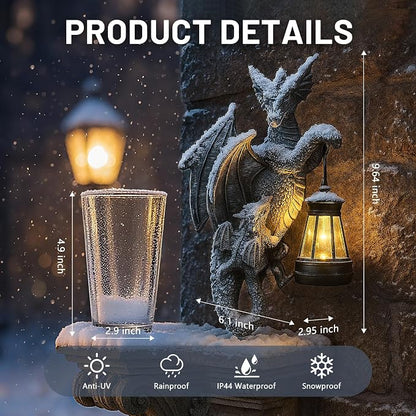 Solar Dragon Decor Tree Hugger Statue | Outdoor Garden Statue with LED Light for Yard, Patio, Balcony | Fantasy Dragon Figurine for Trees, Walls, Fences | Unique Gift for Women, Men & Mom