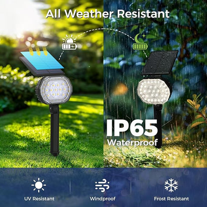 Solar Spot Lights Outdoor Waterproof IP65, 3 Modes Solar Lights Outdoor 35 LED Landscape Lighting, Spot Uplights for Flag Tree Garden Yard House Backyard, 1 Pack Neutral White(4000K)