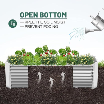 Land Guard 2 Pack 8×4×2ft Galvanized Raised Garden Bed Kit, Galvanized Planter Raised Garden Boxes Outdoor, Large Metal Raised Garden Beds for Vegetables (Silver)