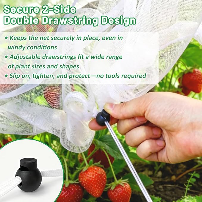 2 Pack Garden Netting for Raised Beds, 6x3FT Raised Bed Cover for Garden Protection, Ultra Fine Mesh Bird Netting Pest Barrier Screen with Drawstring for Protecting Vegetables Fruits Flowers