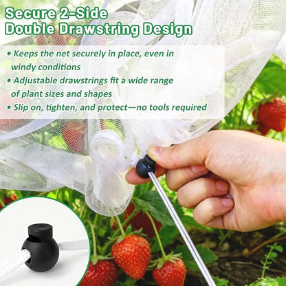 2 Pack Garden Netting for Raised Beds, 4x2FT Raised Bed Cover for Garden Protection, Ultra Fine Mesh Bird Netting Pest Barrier Screen with Drawstring for Protecting Vegetables Fruits Flowers