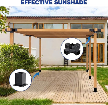 Pergola Kit - 5-Way Right Angle Corner Bracket Woodworks DIY Post Base Kit for Gazebos, Patio, Log Cabin Outdoor Hardware - Wooden Beams for 4x4 Lumber