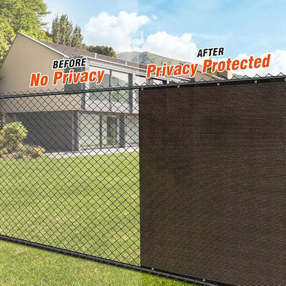 iCover 8x50ft Privacy Screen Fence, Outdoor Fencing Panels, Garden Windscreen Mesh Shade Sail Net Barrier, Include Reinforced Bindings and Brass Grommets Cable Zip Ties, Brown