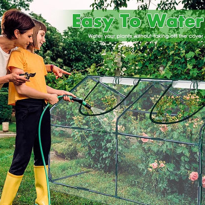 Mini Greenhouse for Outdoor,Portable Small Tunnel Greenhouses for Outdoors with Roll up Zipper Door for Gardening Plant,UV Waterproof Cover with 8 Ground Stakes (Clear, 71" x 36" x 36")