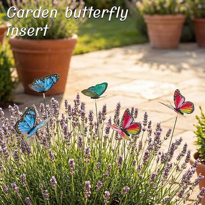 30PCS Butterfly Decor Outdoor Butterfly Garden Stakes for Garden Decor | 3D Waterproof Colorful Artificial Butterflies Picks for Crafts Flower Arrangements Outdoor Indoor Spring