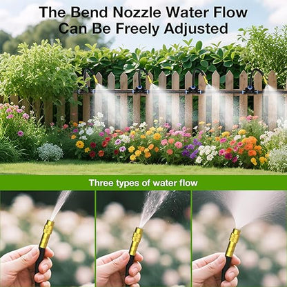 MIXC 200Ft 1/4" Drip Irrigation System,2026-Upgrade Garden Irrigation Kit with 32pcs Adjustable Copper Nozzles, Atomizing Watering System for Outdoor Plants,Raised Bed,Yard,Potted Plant,Lawn