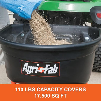 Agri-Fab Tow Behind Broadcast Spreader for Seed, Fertilizer, Salt and Ice Melt, 110 lb Capacity Lawn and Garden Spreader with 10 Ft Spread Width