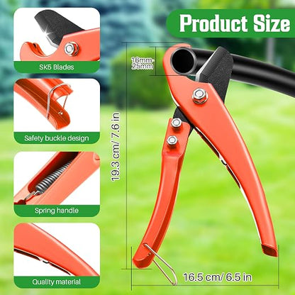 Feekoon Drip Irrigation Hole Punch Tool, 2 in 1 Drip Tubing Punch and Fitting Insertion Tool for 1/4 Inch Emitters, 16 20 25mm PE Pipe, Garden Repair(Orange,345 Irrigation Plugs)