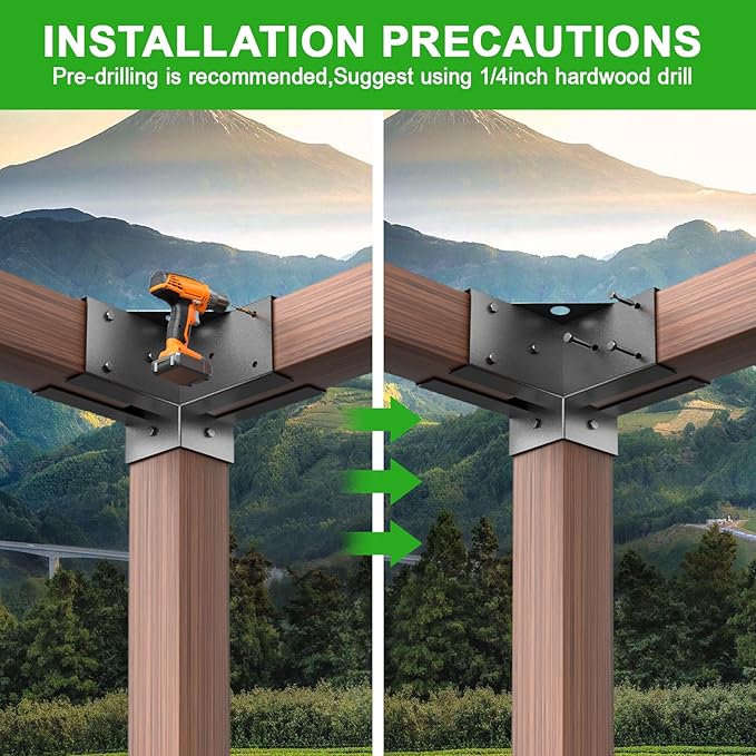 Pergola Brackets Kit for 4x4 Wood Beams, 3.58'' x 3.58'', 4 Pack | Heavy Duty Q235 Steel with Weatherproof Anti-Corrosion Coating