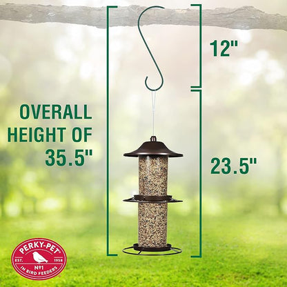 Perky-Pet Large 2-Tier Panorama Wild Bird Outdoor Feeder with Hanging Hook - 325SCOMBO-1SR - 4.5 lb Seed Capacity - Durable Construction - Versatile Hanging with Included Hook
