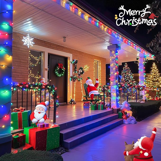 JMEXSUSS 600 LED Solar Christmas Lights Outdoor, 206.7 ft, Multi-Colored | Christmas Lights Outdoor Waterproof, 8 Modes Solar String Lights for Outside Garden Yard Patio Tree Xmas Decorations